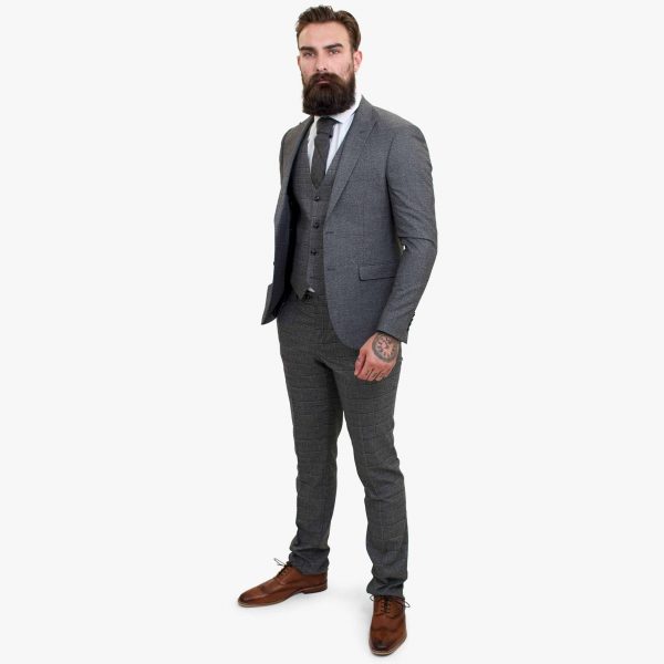 Happy Gentleman PIACERE Wool Grey 3 Piece Suit with Tailored Fit