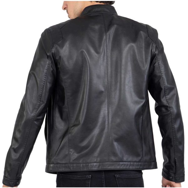 Genuine Real Lamb Leather Black Jacket for Men Tailored Fit - B204