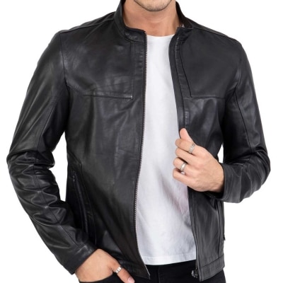 Lamb Premium Leather Black Biker Jacket for Men Tailored Fit - B207