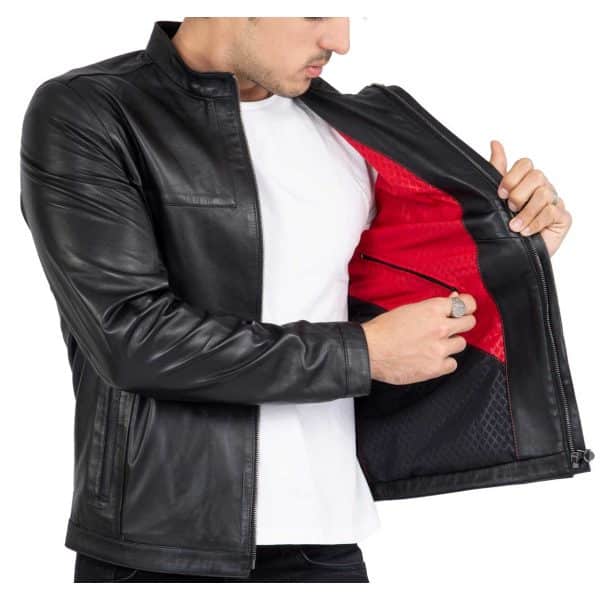 Lamb Premium Leather Black Biker Jacket for Men Tailored Fit - B207