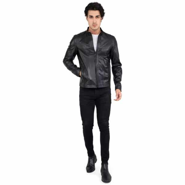 Lamb Premium Leather Black Biker Jacket for Men Tailored Fit - B207