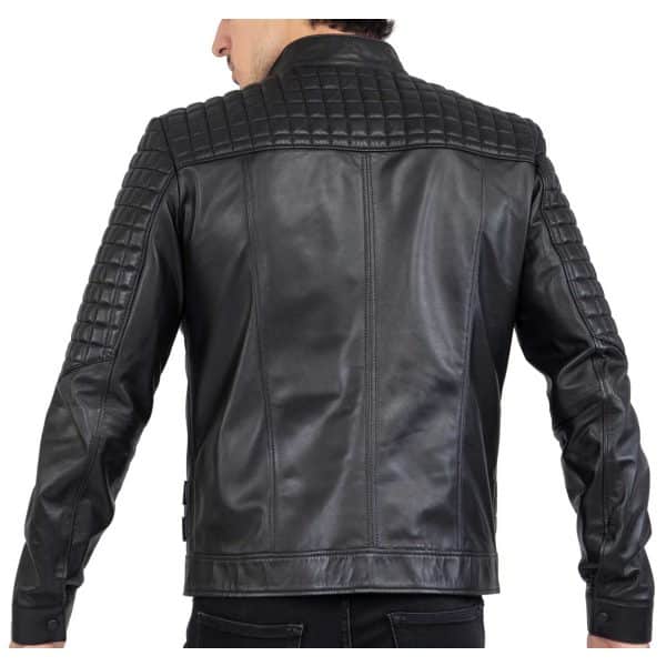 Real Lamb Leather Motorcycle Black Tailored Fit Jacket for Men Beckham - B205