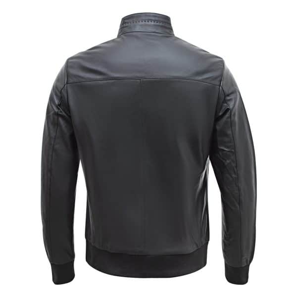 Real Lamb Leather Black Bomber Jacket for Men Regular Fit - B210