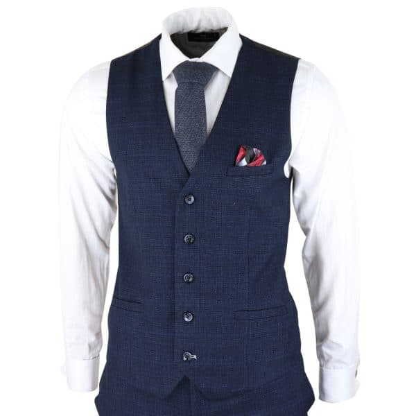 Cavani Connall - Men's Navy-Blue Check Vintage Suit