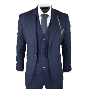 Cavani Connall – Men’s Navy-Blue Check Vintage Suit