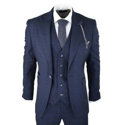 Cavani Connall - Men's Navy-Blue Check Vintage Suit