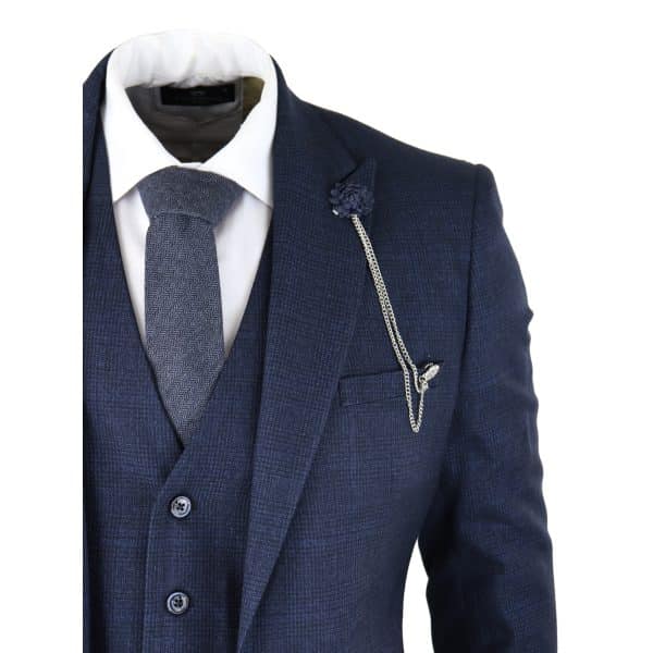 Cavani Connall - Men's Navy-Blue Check Vintage Suit