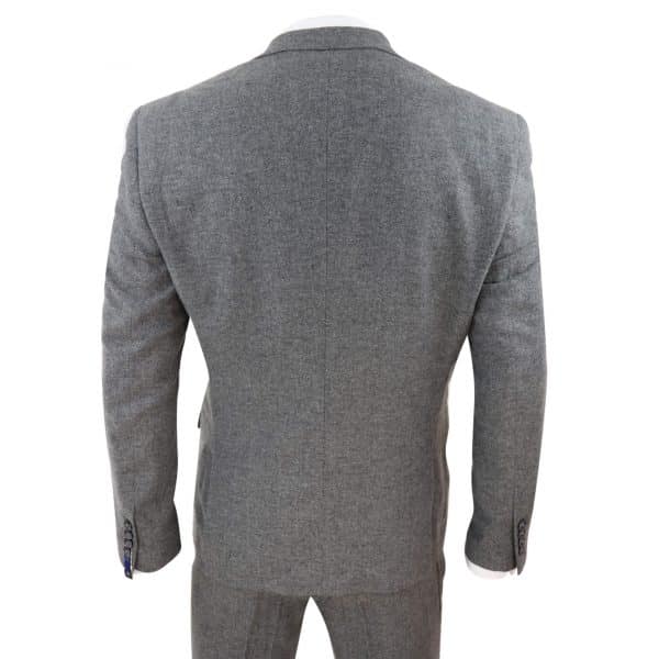 Mens Dark Grey Herringbone Tweed 3 Piece Suit