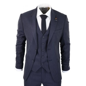 Navy-Blue Pinstripe 3 Piece Suit – RC20-31