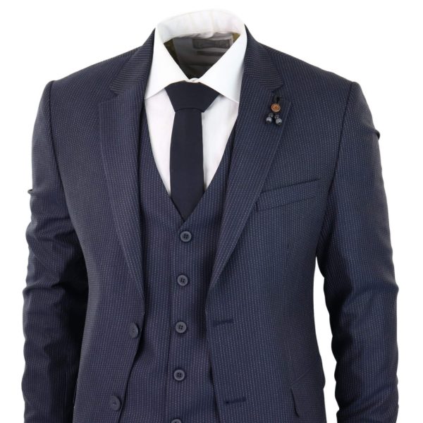 Navy-Blue Pinstripe 3 Piece Suit - RC20-31