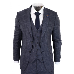 Navy-Blue Graph Check 3 Piece Suit – RK20-02