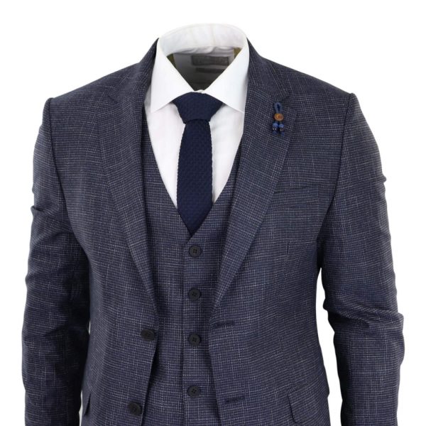 Navy-Blue Graph Check 3 Piece Suit - RK20-02