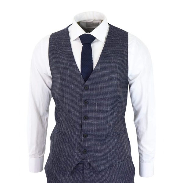 Navy-Blue Graph Check 3 Piece Suit - RK20-02