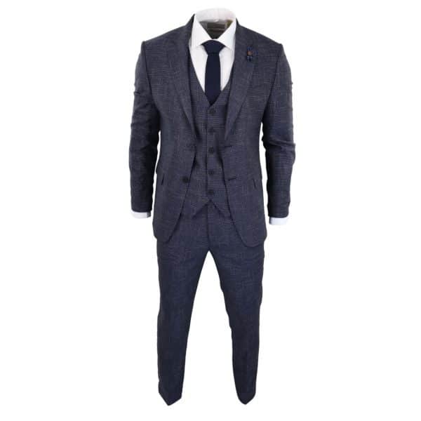 Navy-Blue Graph Check 3 Piece Suit - RK20-02