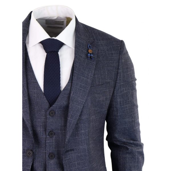 Navy-Blue Graph Check 3 Piece Suit - RK20-02