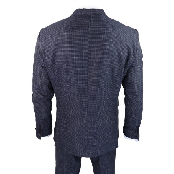 Navy-Blue Graph Check 3 Piece Suit - RK20-02