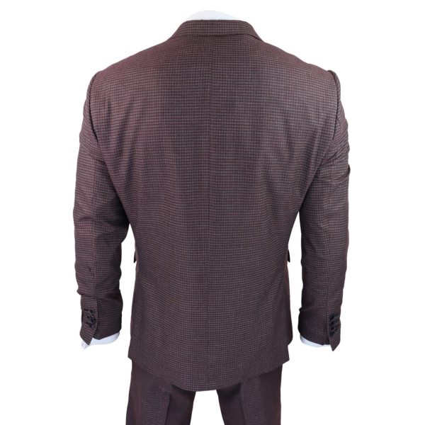 Burgundy-Grey Sheppard's Check 3 Piece Suit - RK20-10