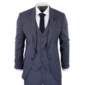 Blue-Grey Sheppard’s Check 3 Piece Suit – RK20-11