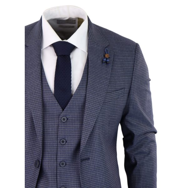 Blue-Grey Sheppard's Check 3 Piece Suit - RK20-11