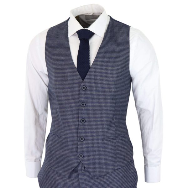 Blue-Grey Sheppard's Check 3 Piece Suit - RK20-11