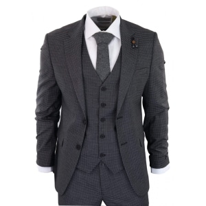 Dark-Grey Sheppard’s Check 3 Piece Suit – RK20-12