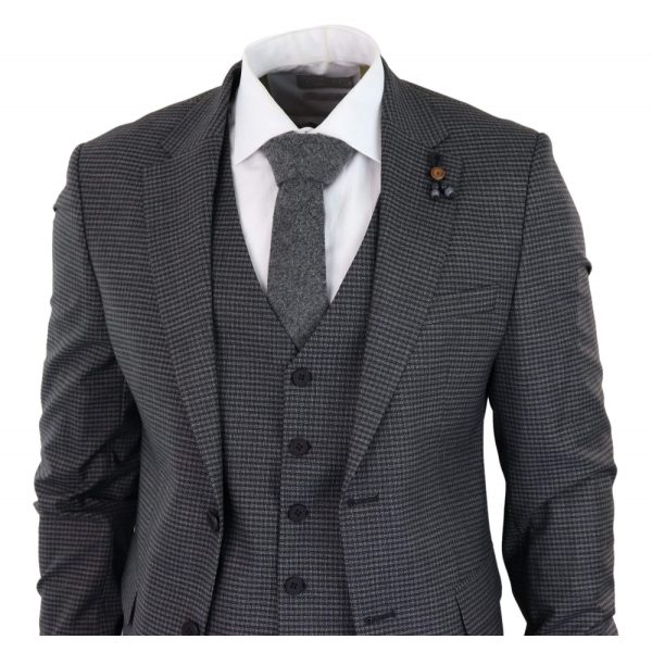 Dark-Grey Sheppard's Check 3 Piece Suit - RK20-12