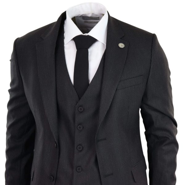 Black Pinstripe 3 Piece Suit - RK20-30