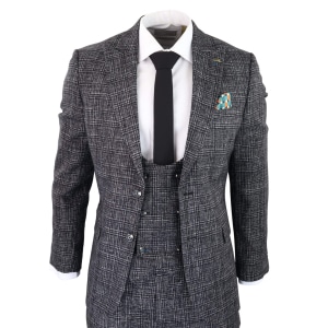 Men’s Charcoal-Grey Check 3 Piece Suit