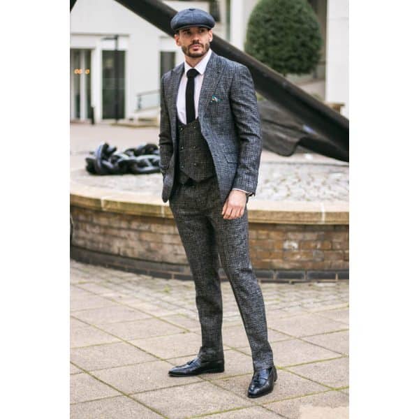 Men's Charcoal-Grey Check 3 Piece Suit