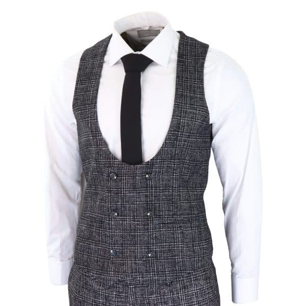 Men's Charcoal-Grey Check 3 Piece Suit