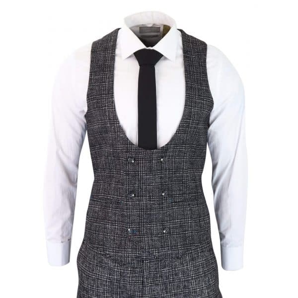 Men's Charcoal-Grey Check 3 Piece Suit