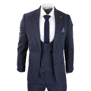 Men’s Navy Check 3 Piece Suit