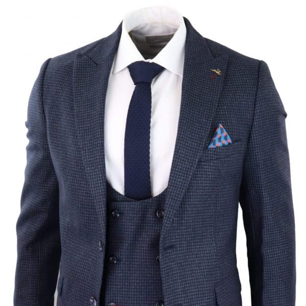 Men's Navy Check 3 Piece Suit