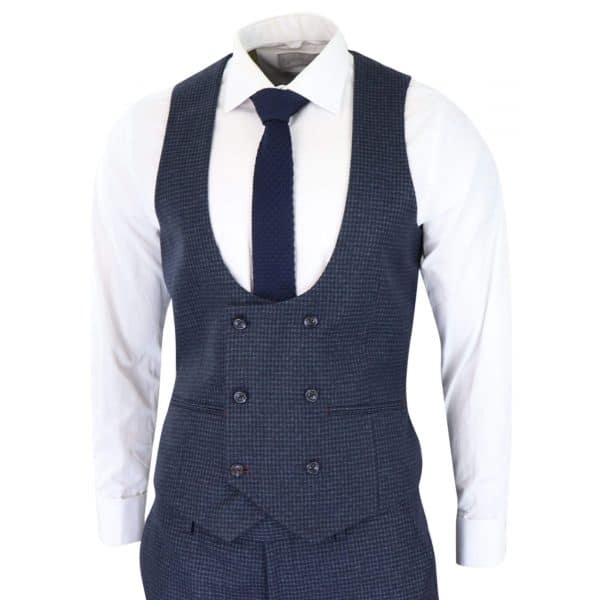 Men's Navy Check 3 Piece Suit