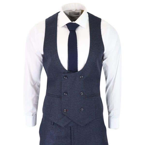 Men's Navy Check 3 Piece Suit