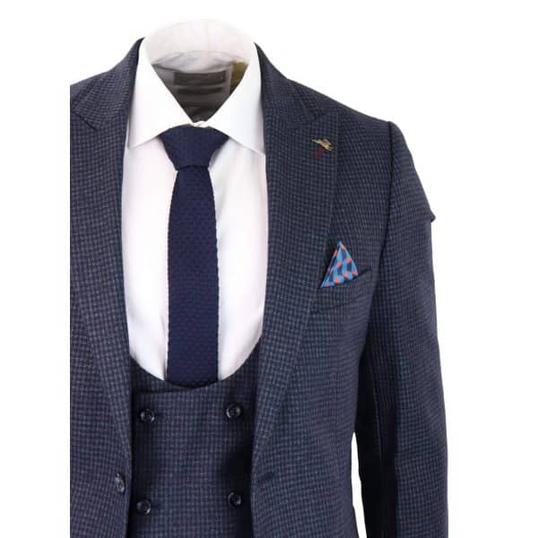 Men's Navy Check 3 Piece Suit