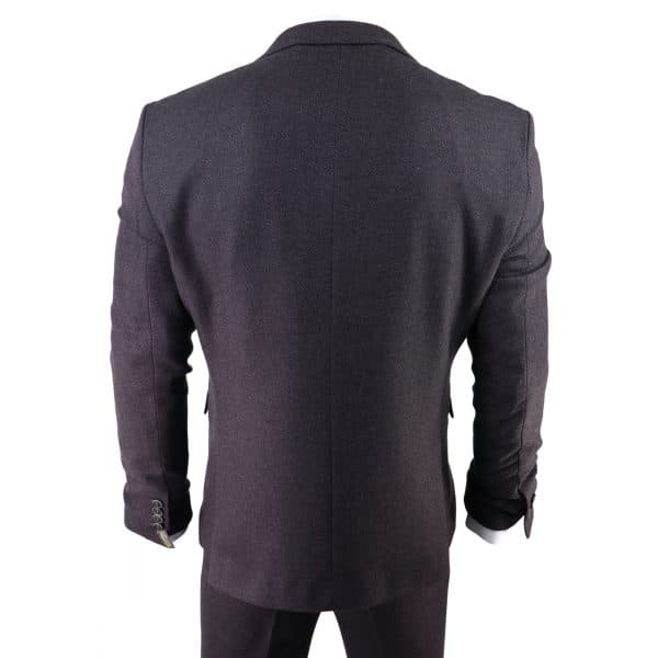 Men's Plum Herringbone Tweed 3 Piece Suit