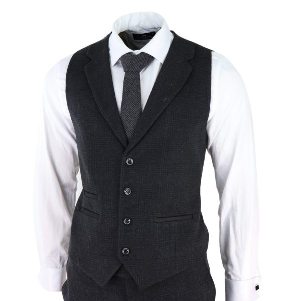 Men's Black Glen Check 3 Piece Suit