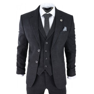 Men’s Black Glen Check 3 Piece Suit