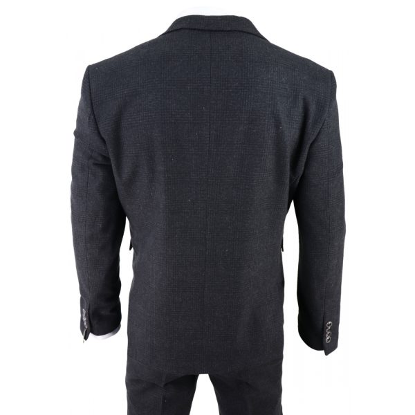 Men's Black Glen Check 3 Piece Suit