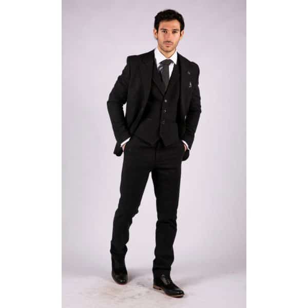 Men's Black Glen Check 3 Piece Suit