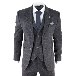 Men’s Grey Tartan Check 3 Piece Suit