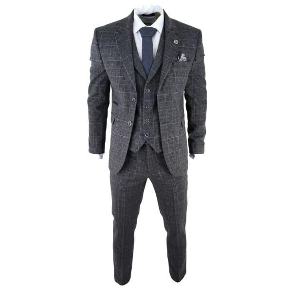 Men's Grey Tartan Check 3 Piece Suit