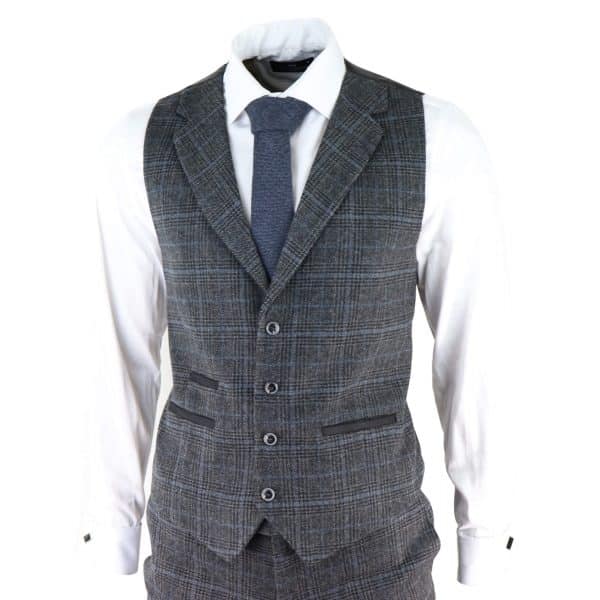 Men's Grey Tartan Check 3 Piece Suit