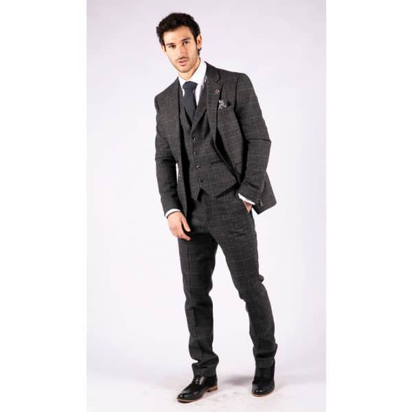 Men's Grey Tartan Check 3 Piece Suit