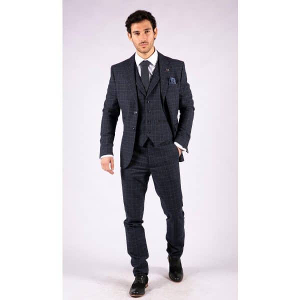 Men's Blue Tartan Check 3 Piece Suit