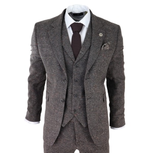 Men’s Brown Tweed 3 Piece Suit