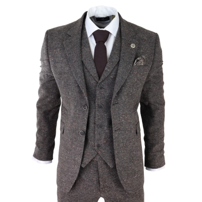 Men's Brown Tweed 3 Piece Suit