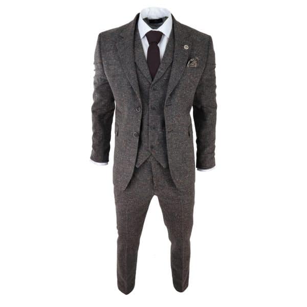 Men's Brown Tweed 3 Piece Suit