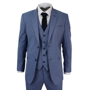 Mens Light Blue 3 Piece Suit, Tailored Fit